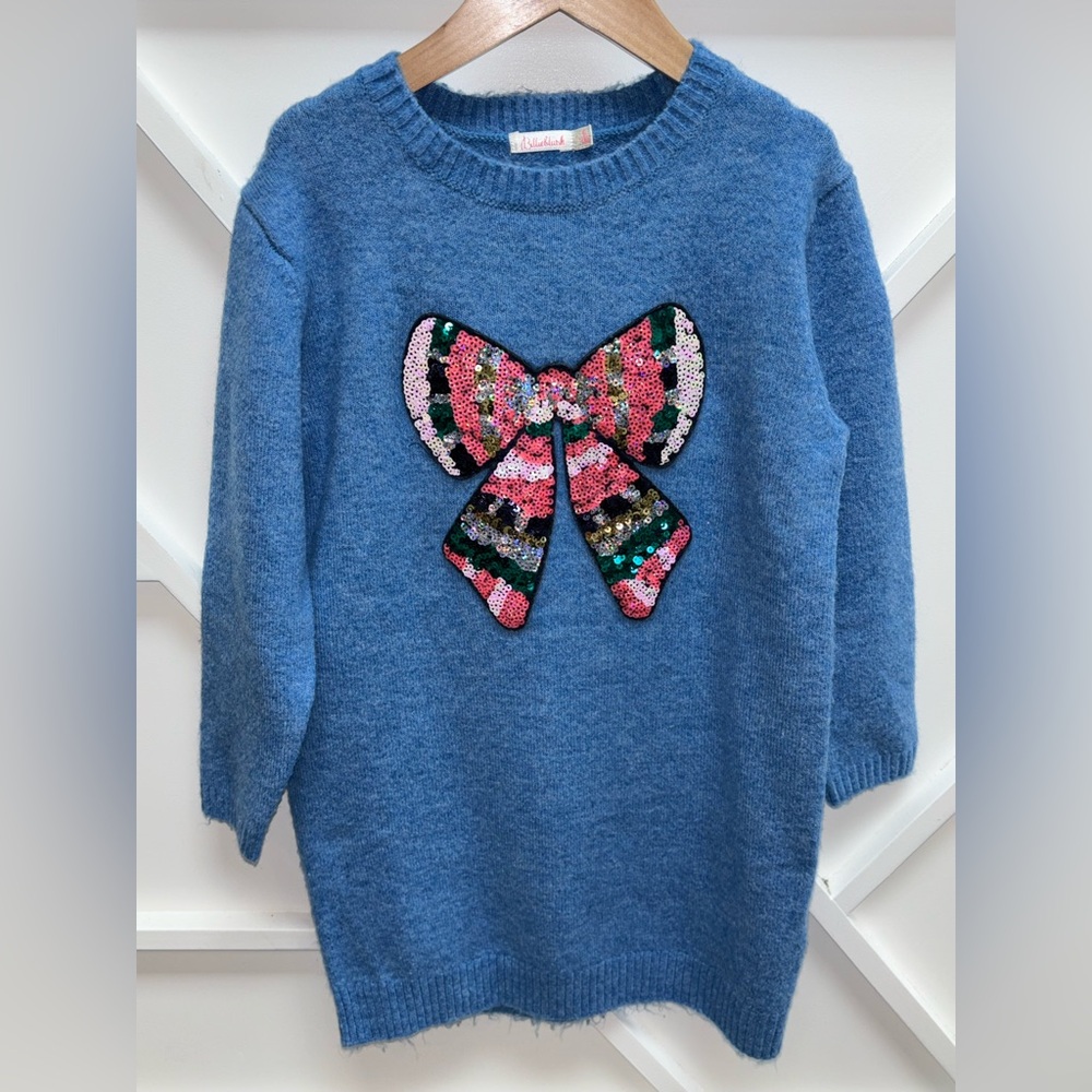 Billieblush Knit Blue Sweater with Sequin Bow Size 6